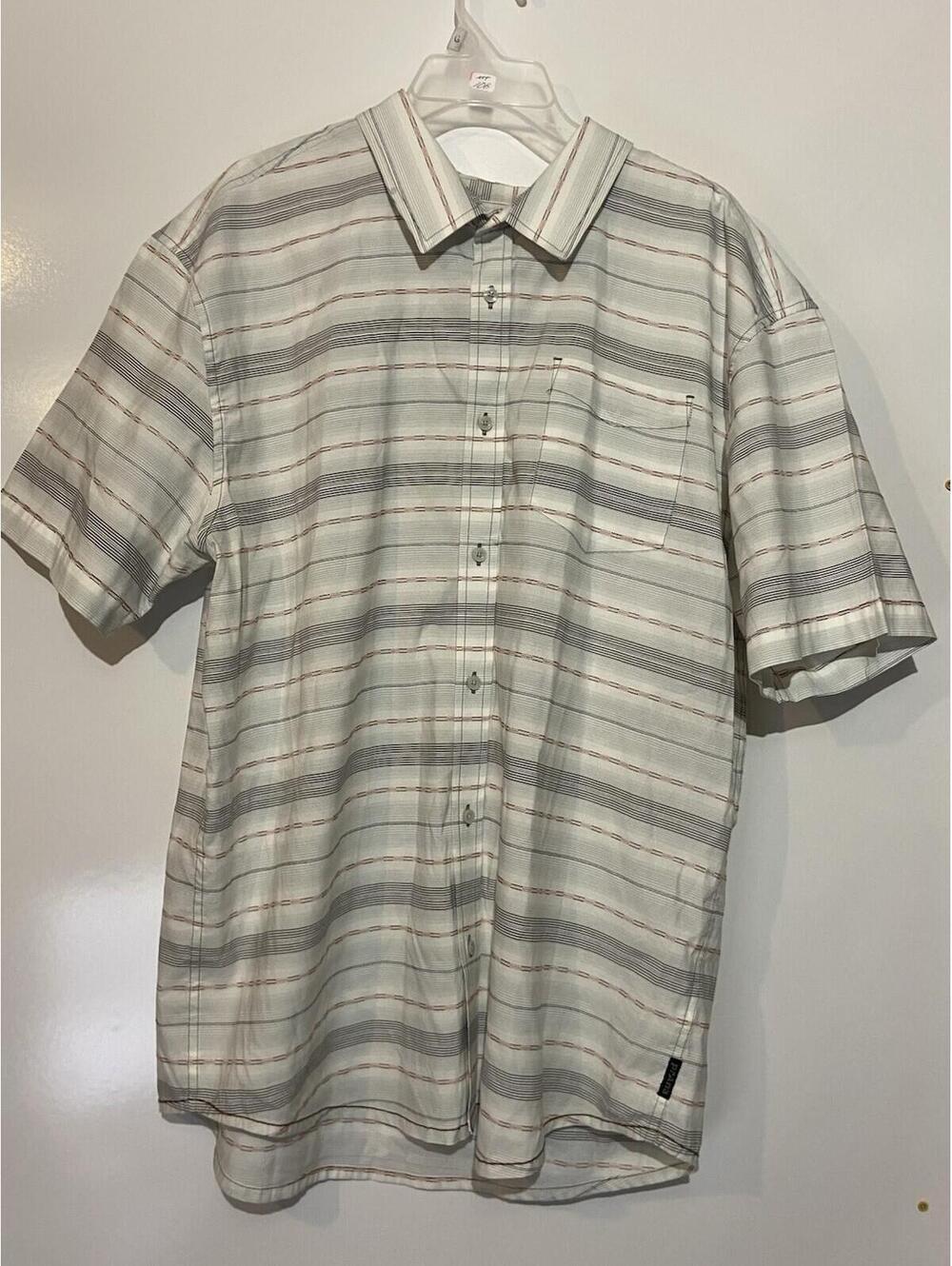 Mens PRANA White Button Up Tamrack Short Sleeve Shirt Sz 2XL